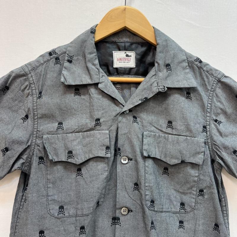 ギャングスタービル GANGSTERVILLE シャツ、ブラウス 半袖 スカル オープンシャツ 開襟 S 灰 / グレー / gray メンズ USED 古着 中古 50162488