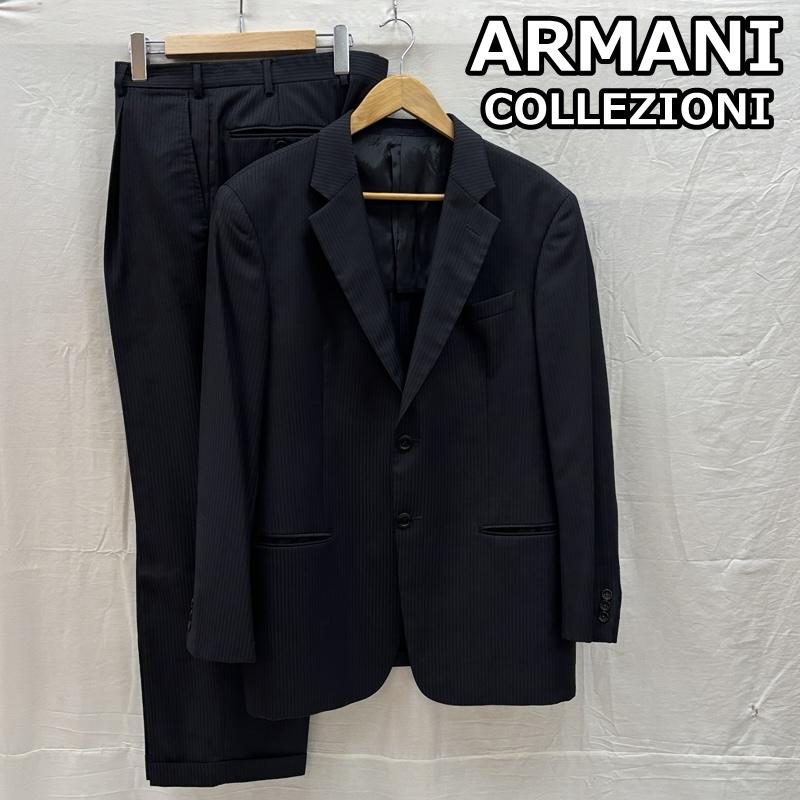 アルマーニコレッツォーニ ARMANI COLLEZIONI ジャケット、上着 ジャケット、ブレザー セットアップ テーラード ジャケット スラックス パンツ ストライプ 50 メンズ USED 古着 中古 50162489
