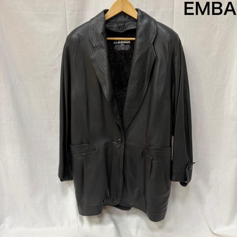 エンバ EMBA ジャケット、上着 レザージャケット スペインラム ミンクファー ジャケット black FREE FREE 黒 / ブラック / black レディース USED 古着 中古 50162503