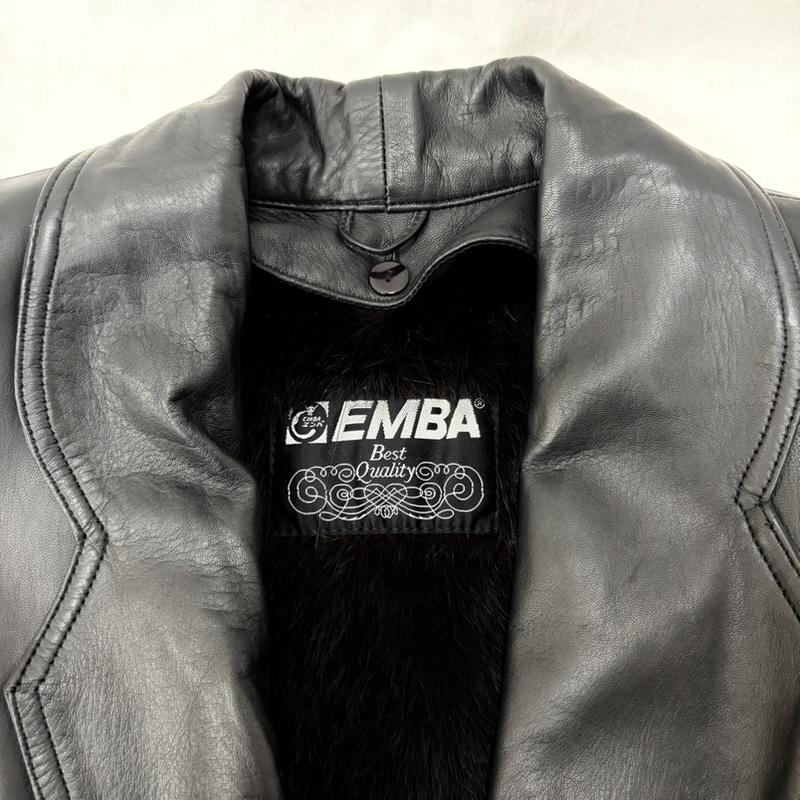 エンバ EMBA ジャケット、上着 レザージャケット スペインラム ミンクファー ジャケット black FREE FREE 黒 / ブラック / black レディース USED 古着 中古 50162503