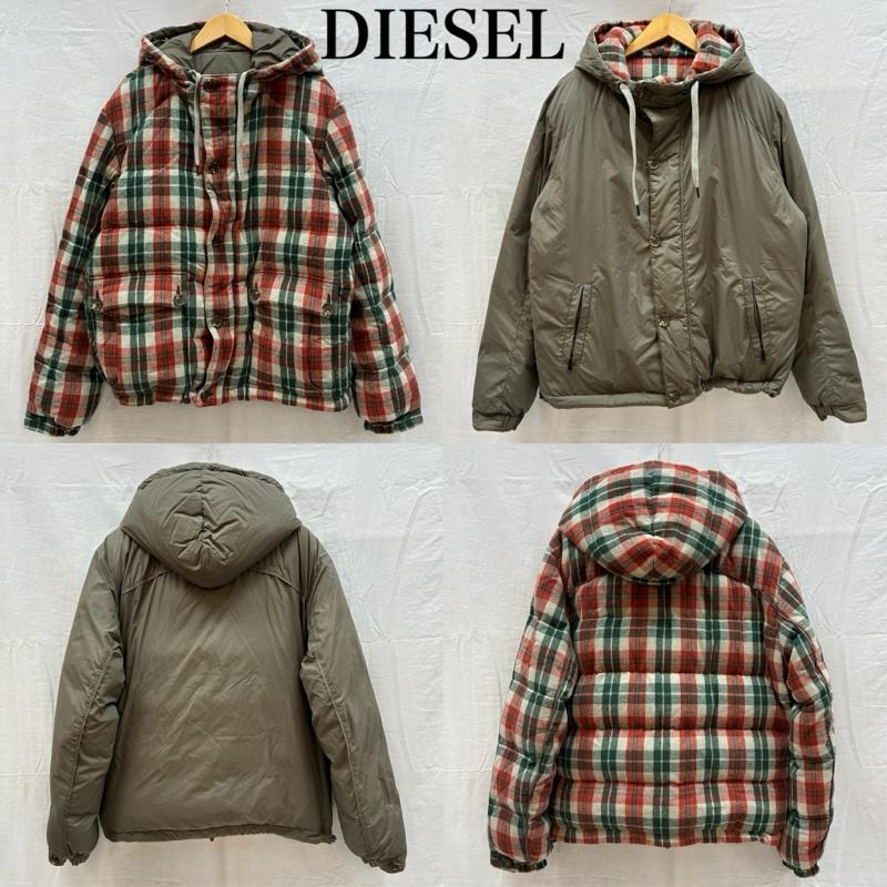 ディーゼル ブラック ゴールド DIESEL BLACK GOLD ジャケット、上着 ダウンジャケット ナイロン ウール レーヨン リバーシブル チェック フーデッド ダウン ジャケット L メンズ USED 古着 中古 50162512