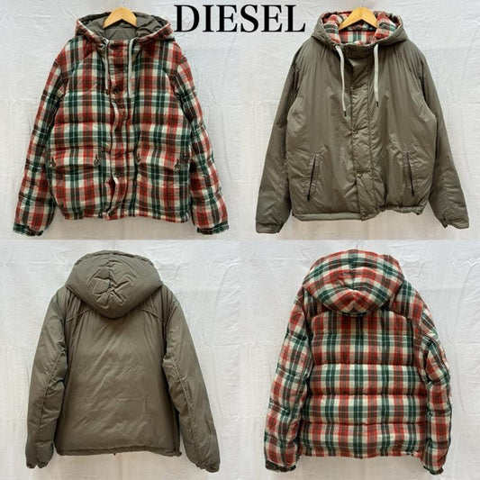 ディーゼル ブラック ゴールド DIESEL BLACK GOLD ジャケット、上着 ダウンジャケット ナイロン ウール レーヨン リバーシブル チェック フーデッド ダウン ジャケット L メンズ USED 古着 中古 50162512