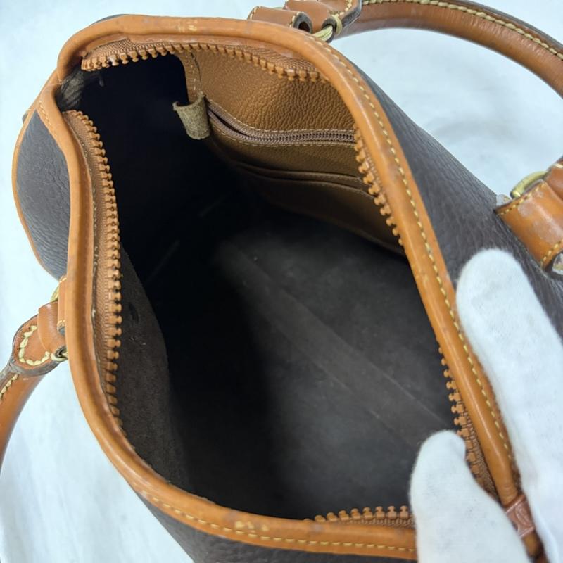 ドゥニーアンドバーク DOONEY&BOURKE ハンドバッグ ハンドバッグ 革製 ミニボストンバッグ レザーバッグ ダークブラウン×ブラウン 無地 茶 / ブラウン / brown レディース USED 古着 中古 50162525