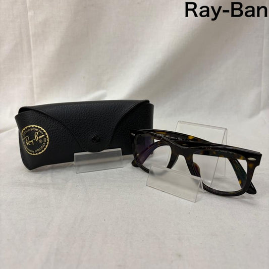 レイバン Ray-Ban めがね・サングラス めがね RB2140-F ウェイファーラー WAYFARER トータス(べっ甲柄)×クリアレンズ ケース付き 度入り(度数不明) - 茶 / ブラウン / brown メンズ USED 古着 中古 50162526