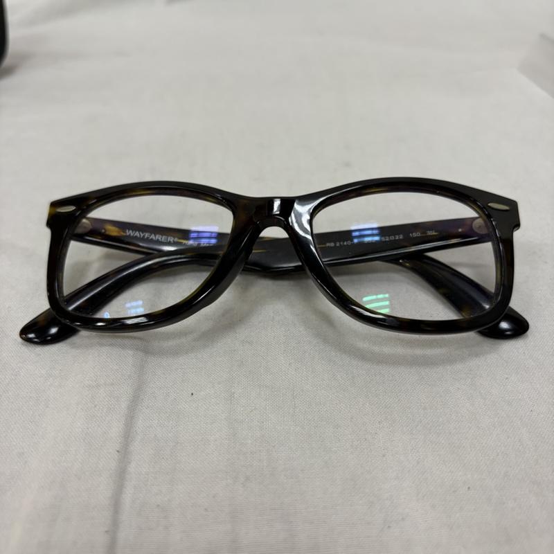 レイバン Ray-Ban めがね・サングラス めがね RB2140-F ウェイファーラー WAYFARER トータス(べっ甲柄)×クリアレンズ ケース付き 度入り(度数不明) - 茶 / ブラウン / brown メンズ USED 古着 中古 50162526