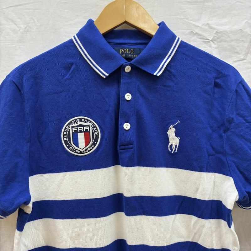 ポロラルフローレン POLO RALPH LAUREN ポロシャツ 半袖 ポニー 刺繍 ボーダー フランス ポロシャツ M メンズ USED 古着 中古 50162536