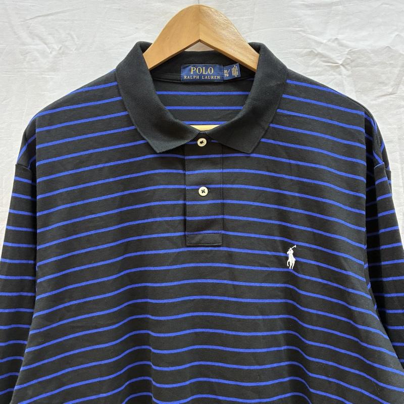 ポロラルフローレン POLO RALPH LAUREN ポロシャツ 長袖 ポニー 刺繍 ボーダー ロングスリーブ ポロシャツ XL メンズ USED 古着 中古 50162541