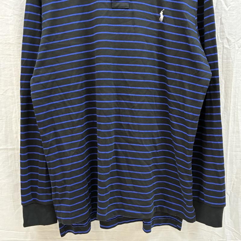 ポロラルフローレン POLO RALPH LAUREN ポロシャツ 長袖 ポニー 刺繍 ボーダー ロングスリーブ ポロシャツ XL メンズ USED 古着 中古 50162541