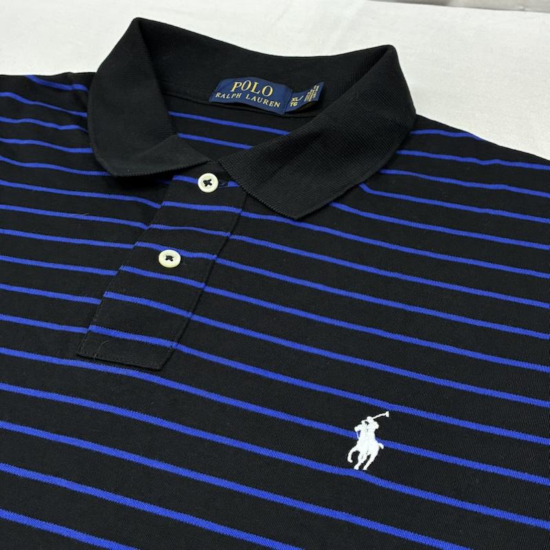 ポロラルフローレン POLO RALPH LAUREN ポロシャツ 長袖 ポニー 刺繍 ボーダー ロングスリーブ ポロシャツ XL メンズ USED 古着 中古 50162541