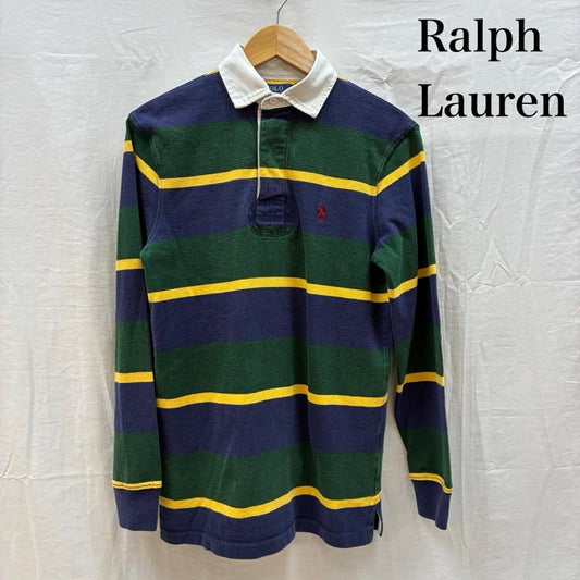 ポロラルフローレン POLO RALPH LAUREN ポロシャツ 長袖 ポニー 刺繍 マルチボーダー ロングスリーブ ポロシャツ XS メンズ USED 古着 中古 50162544
