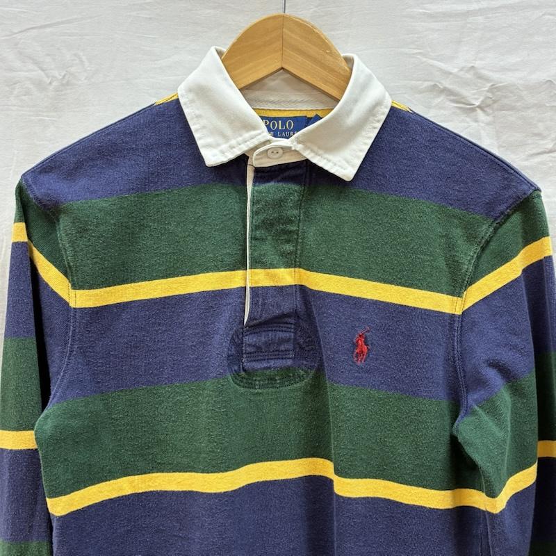 ポロラルフローレン POLO RALPH LAUREN ポロシャツ 長袖 ポニー 刺繍 マルチボーダー ロングスリーブ ポロシャツ XS メンズ USED 古着 中古 50162544