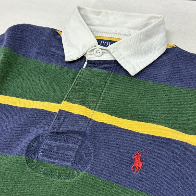 ポロラルフローレン POLO RALPH LAUREN ポロシャツ 長袖 ポニー 刺繍 マルチボーダー ロングスリーブ ポロシャツ XS メンズ USED 古着 中古 50162544