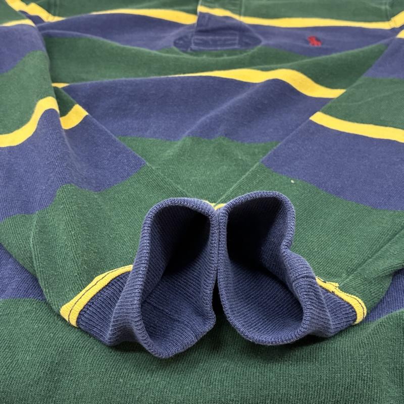 ポロラルフローレン POLO RALPH LAUREN ポロシャツ 長袖 ポニー 刺繍 マルチボーダー ロングスリーブ ポロシャツ XS メンズ USED 古着 中古 50162544