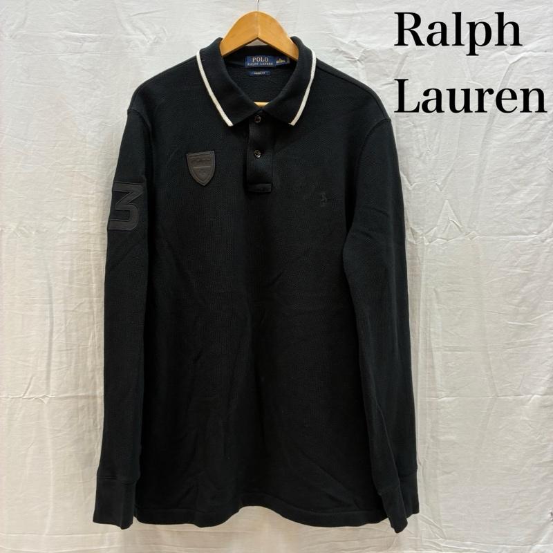ポロラルフローレン POLO RALPH LAUREN ポロシャツ 長袖 ポニー 刺繍 ナンバリング レザー ワッペン ロングスリーブ ポロシャツ XL メンズ USED 古着 中古 50162547
