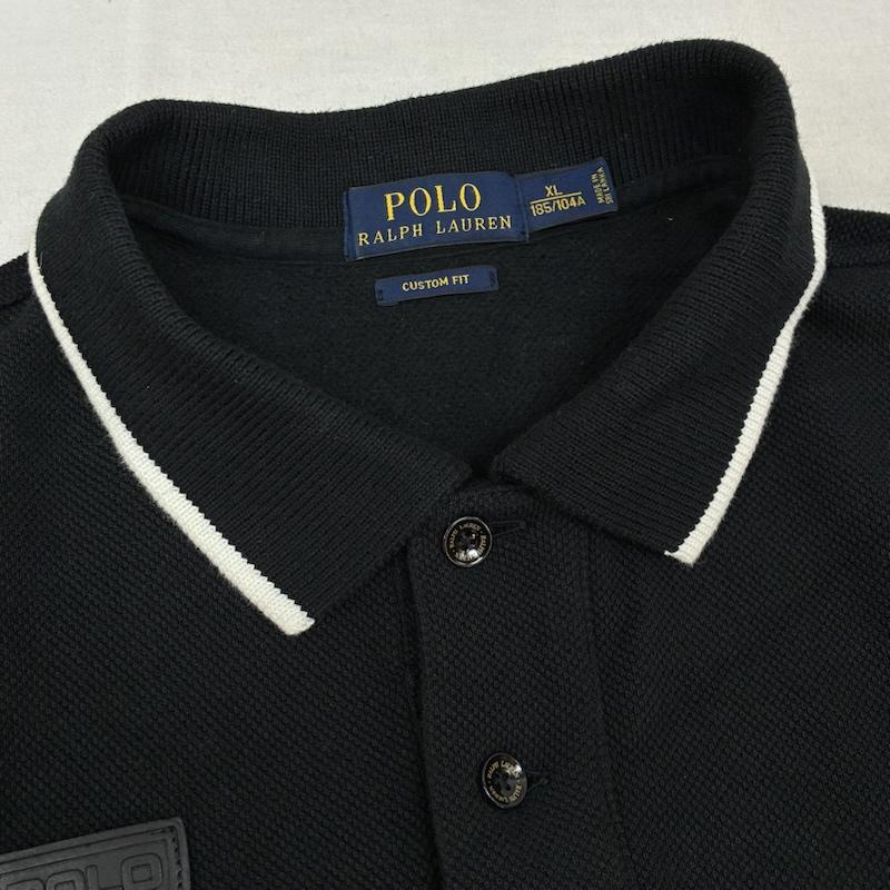 ポロラルフローレン POLO RALPH LAUREN ポロシャツ 長袖 ポニー 刺繍 ナンバリング レザー ワッペン ロングスリーブ ポロシャツ XL メンズ USED 古着 中古 50162547