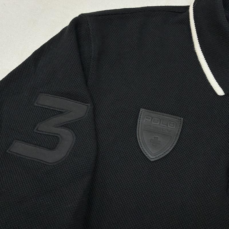 ポロラルフローレン POLO RALPH LAUREN ポロシャツ 長袖 ポニー 刺繍 ナンバリング レザー ワッペン ロングスリーブ ポロシャツ XL メンズ USED 古着 中古 50162547