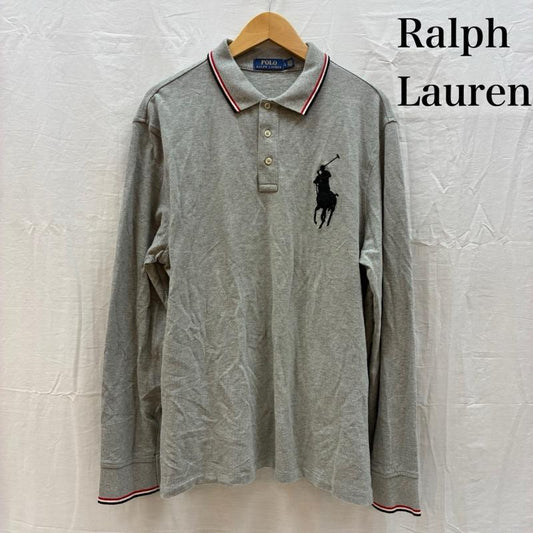ポロラルフローレン POLO RALPH LAUREN ポロシャツ 長袖 ビッグポニー 刺繍 リブライン ロングスリーブ ポロシャツ L メンズ USED 古着 中古 50162550