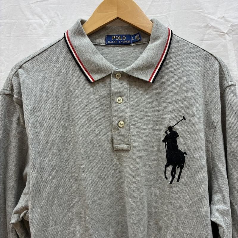 ポロラルフローレン POLO RALPH LAUREN ポロシャツ 長袖 ビッグポニー 刺繍 リブライン ロングスリーブ ポロシャツ L メンズ USED 古着 中古 50162550