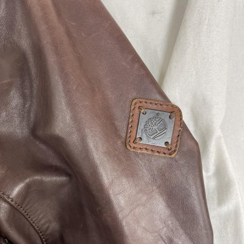ティンバーランド Timberland ジャケット、上着 レザージャケット SILVER RATED TANNERY 牛革製 裏地チェック レザー ジャケット M ダークブラウン / ダークブラウン / メンズ USED 古着 中古 50162551