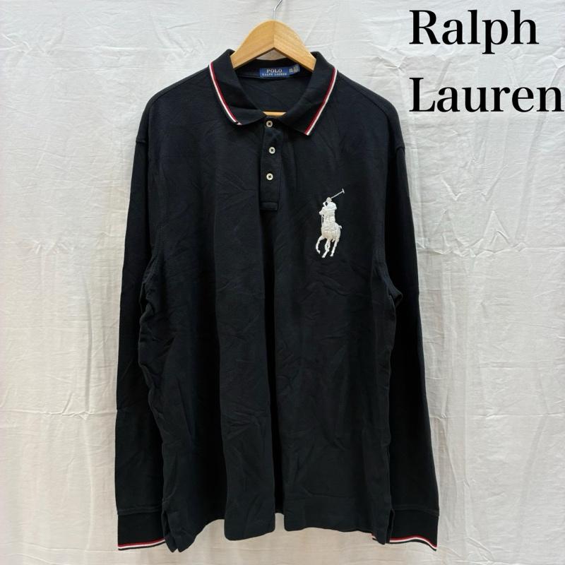 ポロラルフローレン POLO RALPH LAUREN ポロシャツ 長袖 ビッグポニー 刺繍 リブライン ロングスリーブ ポロシャツ XXL メンズ USED 古着 中古 50162553