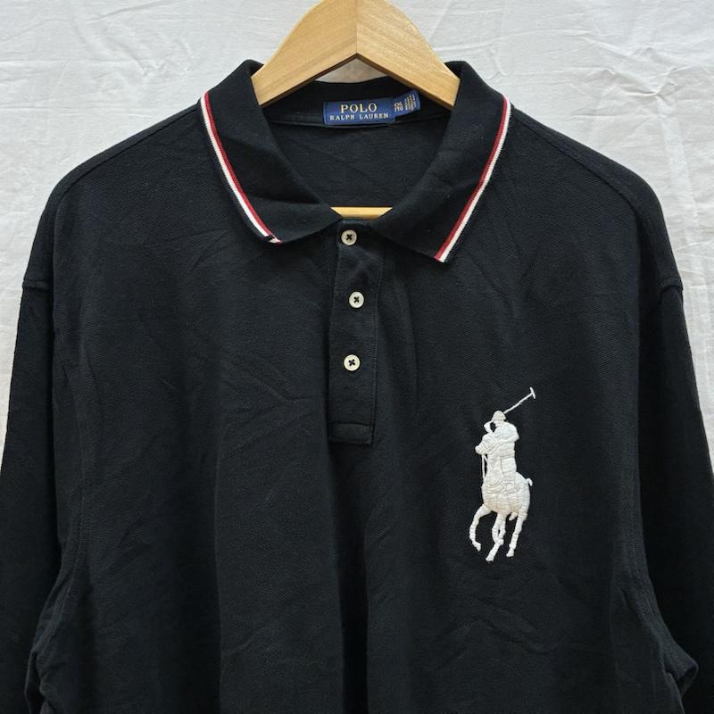 ポロラルフローレン POLO RALPH LAUREN ポロシャツ 長袖 ビッグポニー 刺繍 リブライン ロングスリーブ ポロシャツ XXL メンズ USED 古着 中古 50162553
