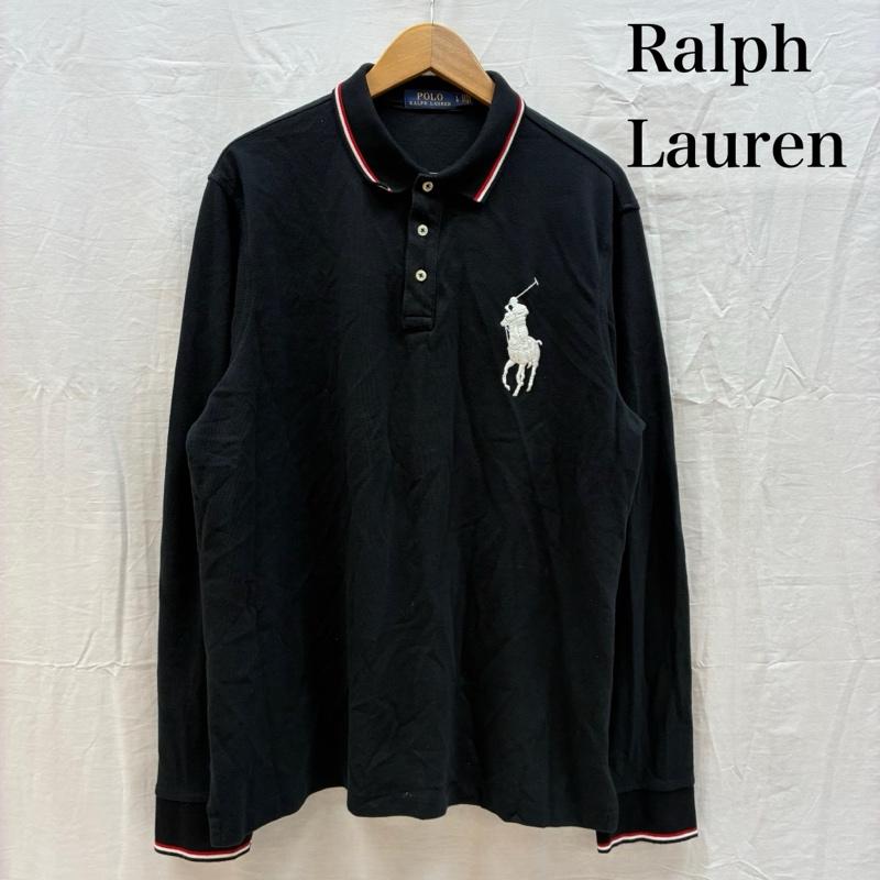 ポロラルフローレン POLO RALPH LAUREN ポロシャツ 長袖 ビッグポニー 刺繍 リブライン ロングスリーブ ポロシャツ L メンズ USED 古着 中古 50162554
