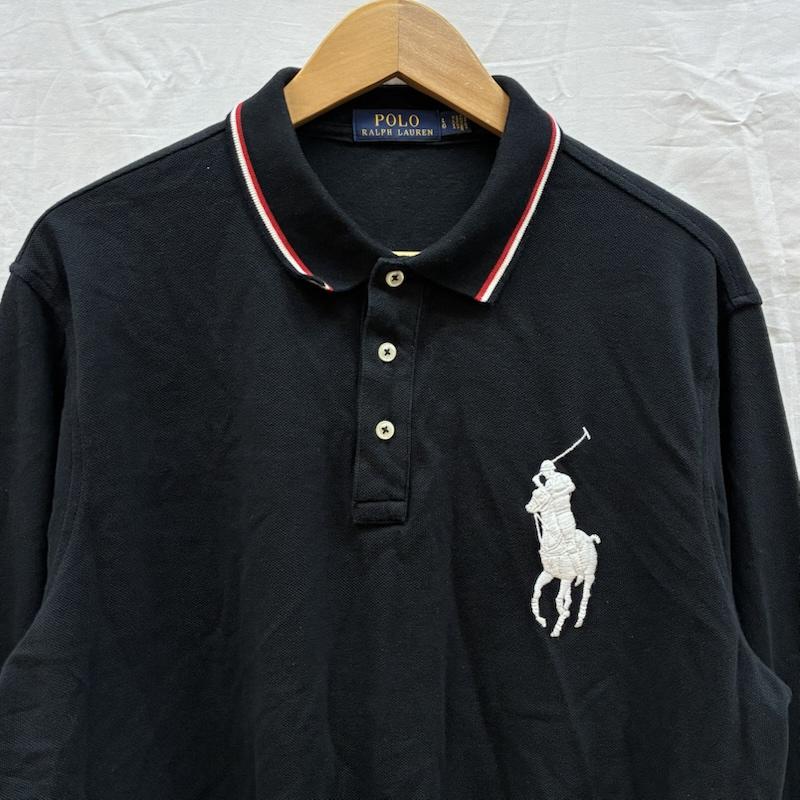 ポロラルフローレン POLO RALPH LAUREN ポロシャツ 長袖 ビッグポニー 刺繍 リブライン ロングスリーブ ポロシャツ L メンズ USED 古着 中古 50162554