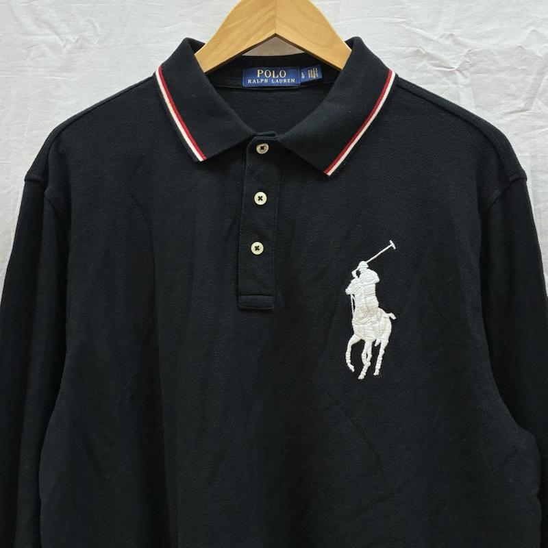 ポロラルフローレン POLO RALPH LAUREN ポロシャツ 長袖 ビッグポニー 刺繍 リブライン ロングスリーブ ポロシャツ L メンズ USED 古着 中古 50162557