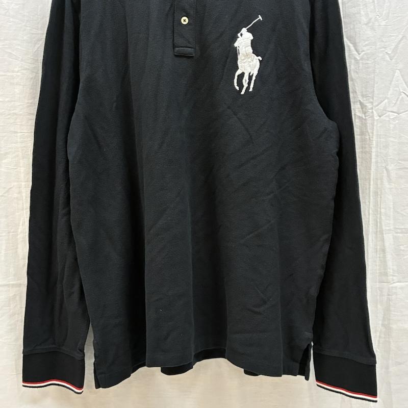 ポロラルフローレン POLO RALPH LAUREN ポロシャツ 長袖 ビッグポニー 刺繍 リブライン ロングスリーブ ポロシャツ L メンズ USED 古着 中古 50162557