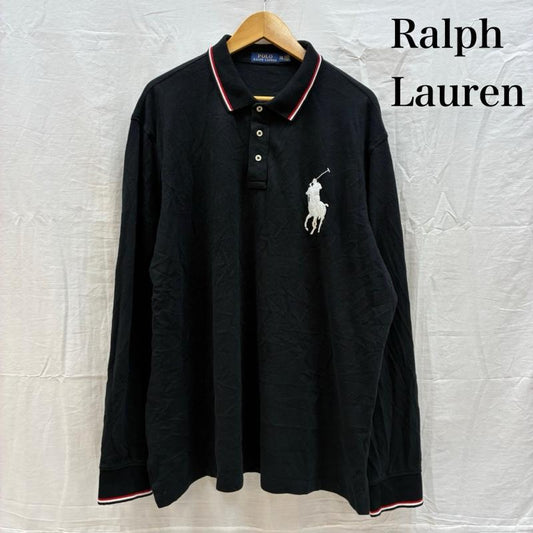 ポロラルフローレン POLO RALPH LAUREN ポロシャツ 長袖 ビッグポニー 刺繍 リブライン ロングスリーブ ポロシャツ XXL メンズ USED 古着 中古 50162560