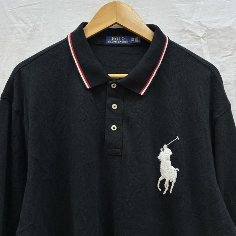 ポロラルフローレン POLO RALPH LAUREN ポロシャツ 長袖 ビッグポニー 刺繍 リブライン ロングスリーブ ポロシャツ XXL メンズ USED 古着 中古 50162560