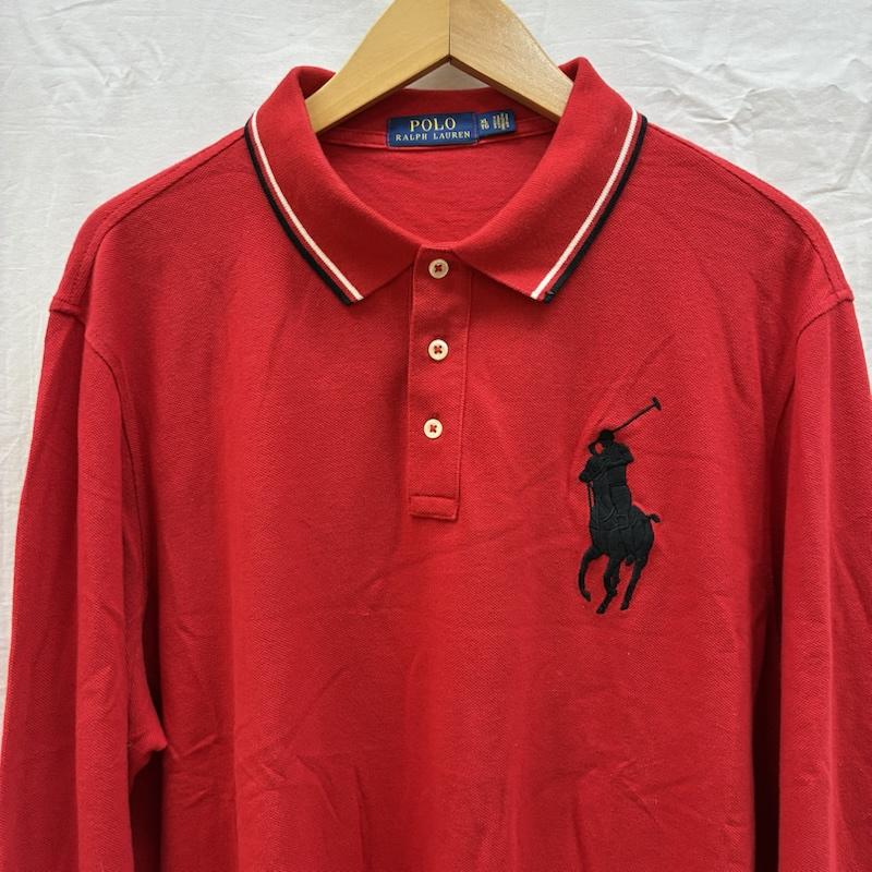 ポロラルフローレン POLO RALPH LAUREN ポロシャツ 長袖 ビッグポニー 刺繍 リブライン ロングスリーブ ポロシャツ XL メンズ USED 古着 中古 50162563