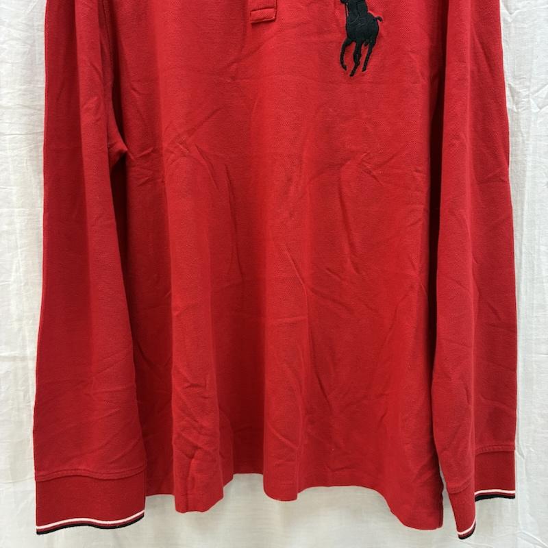 ポロラルフローレン POLO RALPH LAUREN ポロシャツ 長袖 ビッグポニー 刺繍 リブライン ロングスリーブ ポロシャツ XL メンズ USED 古着 中古 50162563
