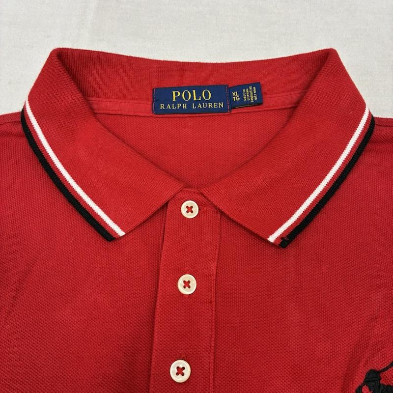 ポロラルフローレン POLO RALPH LAUREN ポロシャツ 長袖 ビッグポニー 刺繍 リブライン ロングスリーブ ポロシャツ XL メンズ USED 古着 中古 50162563