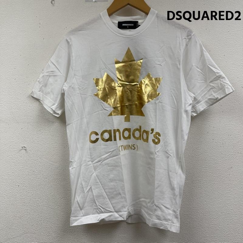 ディースクエアード2 DSQUARED2 Tシャツ 半袖 イタリア製 CANADA2 ゴールド メープル リーフ プリント Tシャツ S 白 / ホワイト / white メンズ USED 古着 中古 50162568