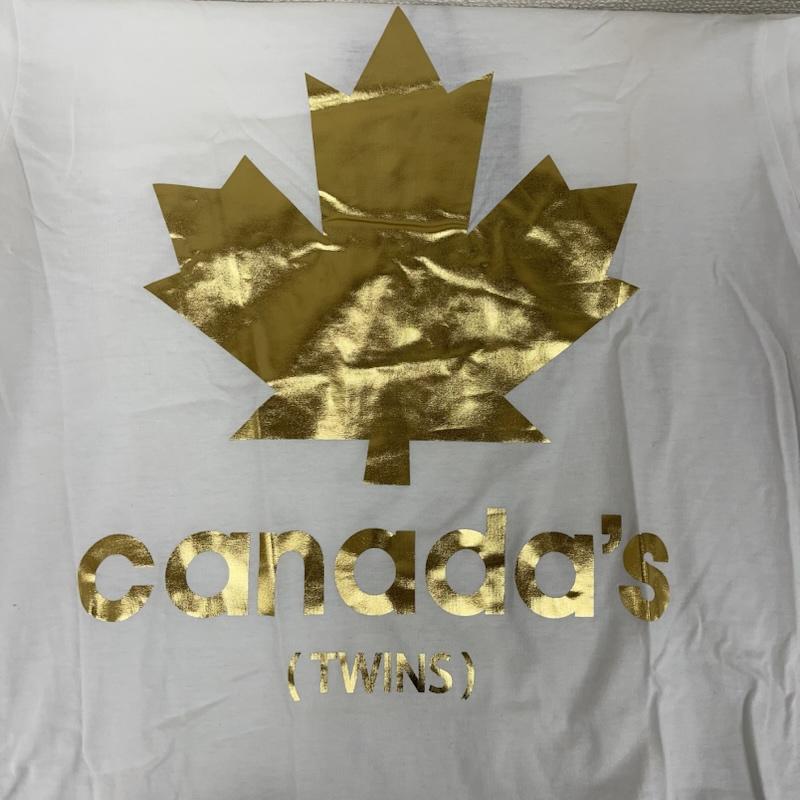 ディースクエアード2 DSQUARED2 Tシャツ 半袖 イタリア製 CANADA2 ゴールド メープル リーフ プリント Tシャツ S 白 / ホワイト / white メンズ USED 古着 中古 50162568