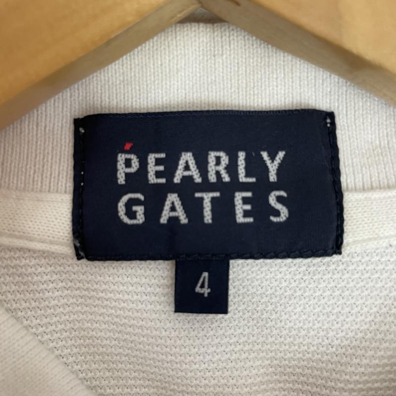 パーリーゲイツ PEARLY GATES ポロシャツ 半袖 PG ロゴ ワッペン ゴルフ 半袖 ポロシャツ 4 無地 X ロゴ、文字 白 / ホワイト / white メンズ USED 古着 中古 50162570