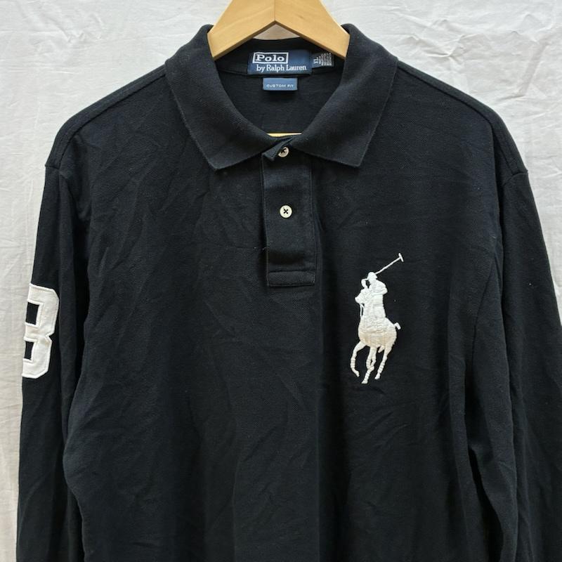 ポロバイラルフローレン Polo by RALPH LAUREN ポロシャツ 長袖 ビッグポニー ナンバリング 刺繍 ロングスリーブ ポロシャツ XL メンズ USED 古着 中古 50162573
