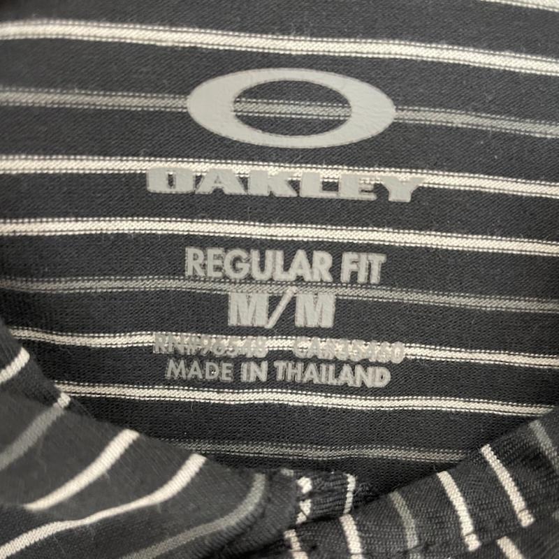 オークリー OAKLEY ポロシャツ 半袖 ストライプ柄 半袖 ゴルフ ポロシャツ ワンポイント 胸元 ブランド ロゴ M ボーダー柄 X ワンポイント X ロゴ、文字 黒 / ブラック / black X 灰 / グレー / gray メンズ USED 古着 中古 50162580