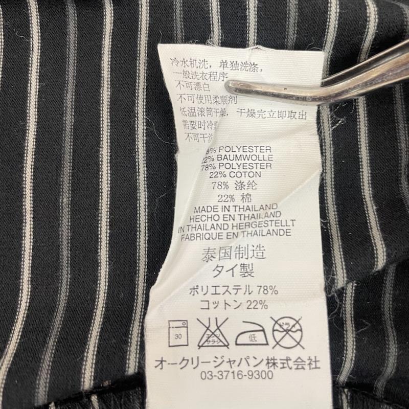 オークリー OAKLEY ポロシャツ 半袖 ストライプ柄 半袖 ゴルフ ポロシャツ ワンポイント 胸元 ブランド ロゴ M ボーダー柄 X ワンポイント X ロゴ、文字 黒 / ブラック / black X 灰 / グレー / gray メンズ USED 古着 中古 50162580