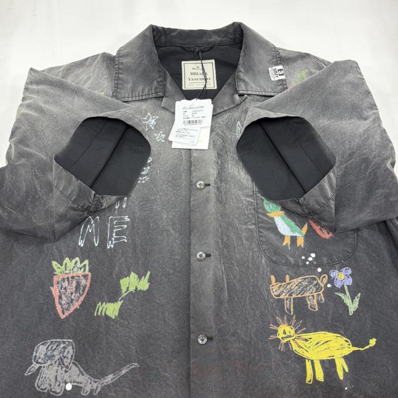 ミハラヤスヒロ MIHARAYASUHIRO シャツ、ブラウス 半袖 26SS Hand Drawing Print Shirt 落書き風 プリント 半袖 開襟 シャツ J16SH184 46 ロゴ、文字 X プリント マルチカラー / マルチカラー / multicolor メンズ USED 古着 中古 50162585