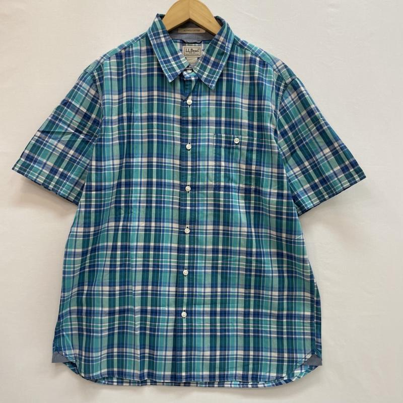 エルエルビーン L.L.Bean シャツ、ブラウス 半袖 チェック 柄 半袖 ボタンダウン シャツ 胸 ポケット L チェック 青 / ブルー / blue X 緑 / グリーン / green X 白 / ホワイト / white メンズ USED 古着 中古 50162587
