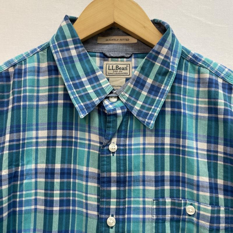 エルエルビーン L.L.Bean シャツ、ブラウス 半袖 チェック 柄 半袖 ボタンダウン シャツ 胸 ポケット L チェック 青 / ブルー / blue X 緑 / グリーン / green X 白 / ホワイト / white メンズ USED 古着 中古 50162587