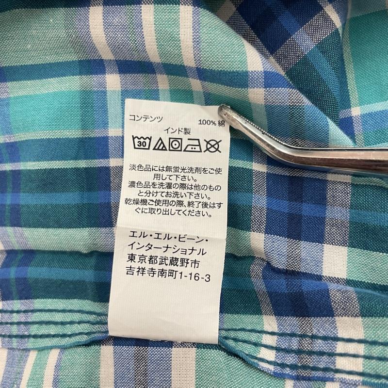 エルエルビーン L.L.Bean シャツ、ブラウス 半袖 チェック 柄 半袖 ボタンダウン シャツ 胸 ポケット L チェック 青 / ブルー / blue X 緑 / グリーン / green X 白 / ホワイト / white メンズ USED 古着 中古 50162587