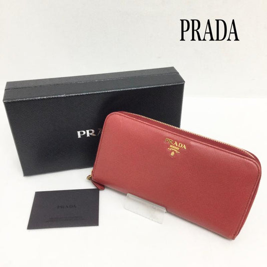 プラダ PRADA 財布 長財布 プラダ 長財布 PRADA プラダ 1ML506 SAFFIANO METAL - 無地 赤 / レッド / red レディース USED 古着 中古 50162596