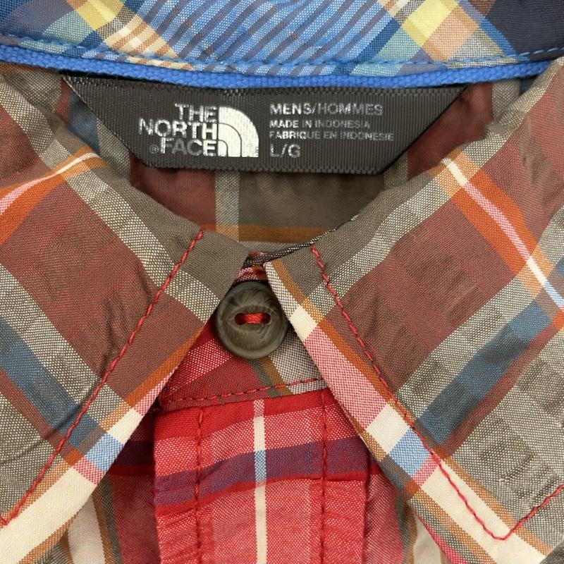 ザノースフェイス THE NORTH FACE シャツ、ブラウス 半袖 チェック柄 半袖 ボタンダウン シャツ ワンポイント ブランド ロゴ 胸ポケット L チェック X ワンポイント X ロゴ、文字 赤 / レッド / red X 灰 / グレー / gray メンズ USED 古着 中古 50162601