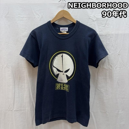 ネイバーフッド NEIGHBORHOOD Tシャツ 半袖 90年代 ビンテージ USA製 スカル ロゴ クルーネック 半袖 Tシャツ 90s VINTAGE S 紺 / ネイビー / navy メンズ USED 古着 中古 50162603