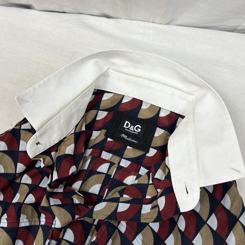 ドルチェアンドガッバーナ DOLCE&GABBANA シャツ、ブラウス 長袖 総柄 薄手 クレリック ボタンダウン 長袖 シャツ エポレット M メンズ USED 古着 中古 50162607