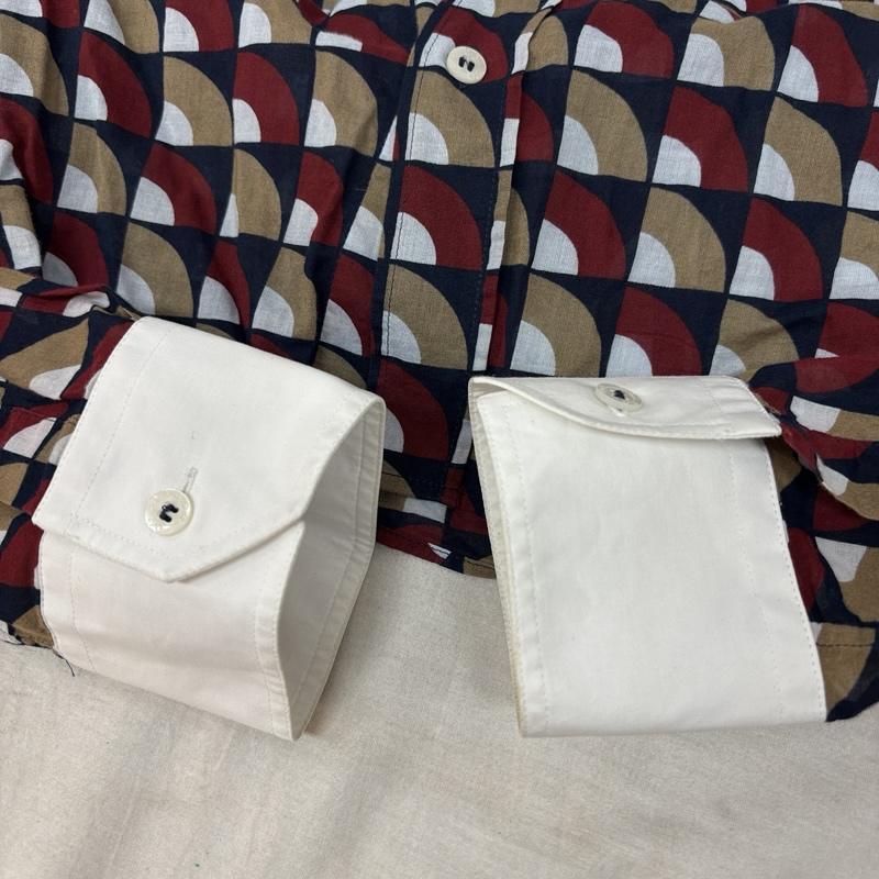 ドルチェアンドガッバーナ DOLCE&GABBANA シャツ、ブラウス 長袖 総柄 薄手 クレリック ボタンダウン 長袖 シャツ エポレット M メンズ USED 古着 中古 50162607