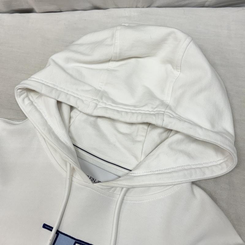 カルヴァン クライン ジーンズ Calvin Klein Jeans パーカー 長袖 ロゴ 刺繍 プルオーバー フーディ パーカー M 白 / ホワイト / white メンズ USED 古着 中古 50162608